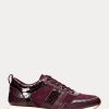 Zapatillas Ralph Lauren Colten de piel y ante con relieve para mujer, color morado Zapatillas Ralph Lauren Colten de piel y ante con relieve para mujer, color morado