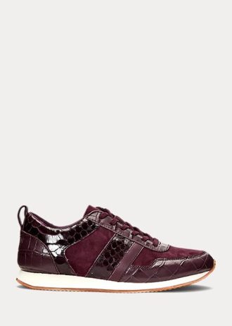 Zapatillas Ralph Lauren Colten de piel y ante con relieve para mujer, color morado
