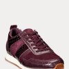Zapatillas Ralph Lauren Colten de piel y ante con relieve para mujer, color morado Zapatillas Ralph Lauren Colten de piel y ante con relieve para mujer, color morado