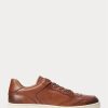 Zapatillas Ralph Lauren Court de piel marrón para hombre
