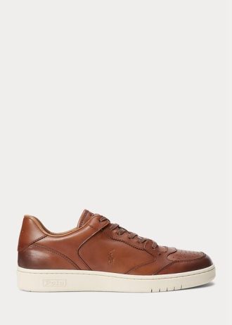 Zapatillas Ralph Lauren Court de piel marrón para hombre