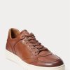 Zapatillas Ralph Lauren Court de piel marrón para hombre