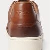 Zapatillas Ralph Lauren Court de piel marrón para hombre