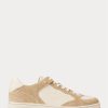 Zapatillas Ralph Lauren Court de piel y ante en beige para hombre