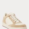 Zapatillas Ralph Lauren Court de piel y ante en beige para hombre