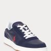 Zapatillas Ralph Lauren Court de piel y ante para hombre, color azul marino y rojo