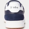 Zapatillas Ralph Lauren Court de piel y ante para hombre, color azul marino y rojo