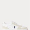 Zapatillas Ralph Lauren Court de piel y ante para hombre, color blanco y azul marino