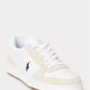 Zapatillas Ralph Lauren Court de piel y ante para hombre, color blanco y azul marino