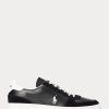 Zapatillas Ralph Lauren Court de piel y ante para hombre, color negro y blanco