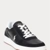 Zapatillas Ralph Lauren Court de piel y ante para hombre, color negro y blanco