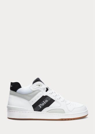Zapatillas Ralph Lauren Court Mid Pro para hombre, color blanco y gris