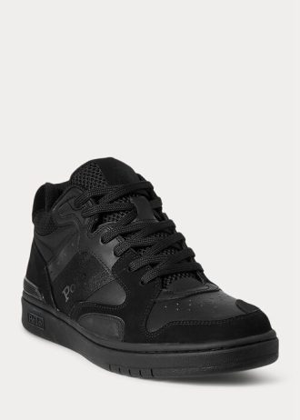 Zapatillas Ralph Lauren Court Mid Pro para hombre, color negro/negro Zapatillas Ralph Lauren Court Mid Pro para hombre, color negro/negro