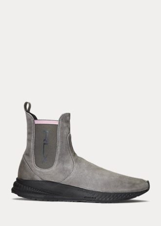 Zapatillas Ralph Lauren de ante sin cordones para mujer en gris