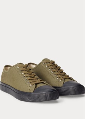 Zapatillas Ralph Lauren de lona color oliva para hombre