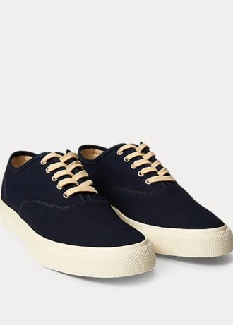 Zapatillas Ralph Lauren de lona índigo para mujer en azul marino