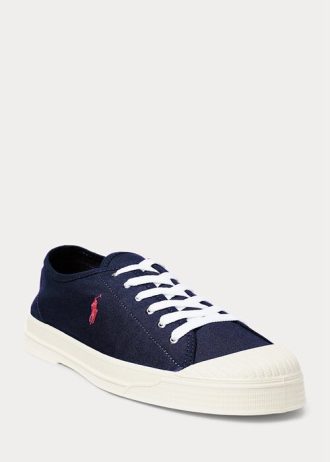 Zapatillas Ralph Lauren Essence 100 Canvas Cap-Toe para hombre en azul marino/rojo