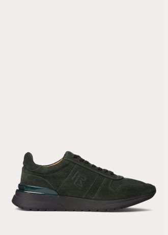 Zapatillas Ralph Lauren Ethan de ante de becerro verde oscuro para hombre Zapatillas Ralph Lauren Ethan de ante de becerro verde oscuro para hombre