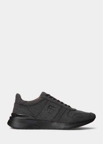 Zapatillas Ralph Lauren Ethan de franela de lana en gris oscuro para hombre Zapatillas Ralph Lauren Ethan de franela de lana en gris oscuro para hombre