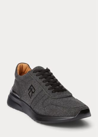 Zapatillas Ralph Lauren Ethan de franela de lana en gris oscuro para hombre Zapatillas Ralph Lauren Ethan de franela de lana en gris oscuro para hombre