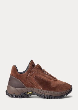 Zapatillas Ralph Lauren Grayson de ante de becerro con cremallera para mujer, color marrón Zapatillas Ralph Lauren Grayson de ante de becerro con cremallera para mujer, color marrón