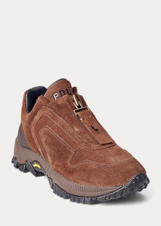 Zapatillas Ralph Lauren Grayson de ante de becerro con cremallera para mujer, color marrón Zapatillas Ralph Lauren Grayson de ante de becerro con cremallera para mujer, color marrón