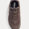 Zapatillas Ralph Lauren Grayson de ante de becerro con cremallera para mujer en gris oscuro
