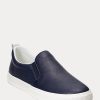Zapatillas Ralph Lauren Haddley de piel sin cordones con logotipo para mujer en azul marino Zapatillas Ralph Lauren Haddley de piel sin cordones con logotipo para mujer en azul marino
