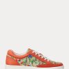 Zapatillas Ralph Lauren Hailey con monograma floral en jacquard para mujer en color naranja Zapatillas Ralph Lauren Hailey con monograma floral en jacquard para mujer en color naranja