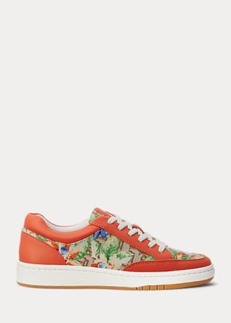 Zapatillas Ralph Lauren Hailey con monograma floral en jacquard para mujer en color naranja Zapatillas Ralph Lauren Hailey con monograma floral en jacquard para mujer en color naranja