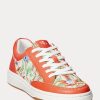Zapatillas Ralph Lauren Hailey con monograma floral en jacquard para mujer en color naranja Zapatillas Ralph Lauren Hailey con monograma floral en jacquard para mujer en color naranja