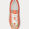 Zapatillas Ralph Lauren Hailey con monograma floral en jacquard para mujer en color naranja Zapatillas Ralph Lauren Hailey con monograma floral en jacquard para mujer en color naranja