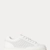 Zapatillas Ralph Lauren Hailey de piel perforada para mujer en color blanco Zapatillas Ralph Lauren Hailey de piel perforada para mujer en color blanco