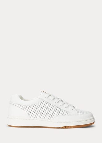 Zapatillas Ralph Lauren Hailey de piel perforada para mujer en color blanco Zapatillas Ralph Lauren Hailey de piel perforada para mujer en color blanco