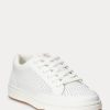 Zapatillas Ralph Lauren Hailey de piel perforada para mujer en color blanco Zapatillas Ralph Lauren Hailey de piel perforada para mujer en color blanco
