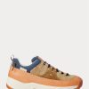 Zapatillas Ralph Lauren Harmon de cuero y mezclilla para hombre, color marrón/índigo Zapatillas Ralph Lauren Harmon de cuero y mezclilla para hombre, color marrón/índigo