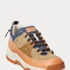 Zapatillas Ralph Lauren Harmon de cuero y mezclilla para hombre, color marrón/índigo Zapatillas Ralph Lauren Harmon de cuero y mezclilla para hombre, color marrón/índigo