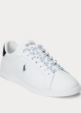 Zapatillas Ralph Lauren Heritage Court II de cuero para hombre, color blanco y azul marino Zapatillas Ralph Lauren Heritage Court II de cuero para hombre, color blanco y azul marino