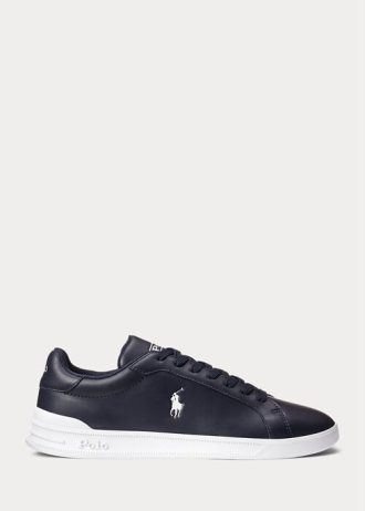 Zapatillas Ralph Lauren Heritage Court II de cuero para hombre en azul marino y blanco Zapatillas Ralph Lauren Heritage Court II de cuero para hombre en azul marino y blanco