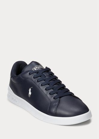 Zapatillas Ralph Lauren Heritage Court II de cuero para hombre en azul marino y blanco Zapatillas Ralph Lauren Heritage Court II de cuero para hombre en azul marino y blanco