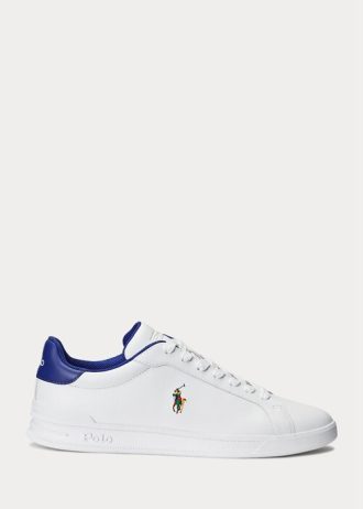 Zapatillas Ralph Lauren Heritage Court II de piel para hombre, color blanco/azul real Zapatillas Ralph Lauren Heritage Court II de piel para hombre, color blanco/azul real