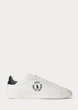 Zapatillas Ralph Lauren Heritage Court II de piel para hombre, color blanco y negro Zapatillas Ralph Lauren Heritage Court II de piel para hombre, color blanco y negro
