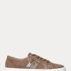 Zapatillas Ralph Lauren Janson II de ante con ribete de cuero para mujer en gris oscuro