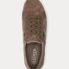 Zapatillas Ralph Lauren Janson II de ante con ribete de cuero para mujer en gris oscuro