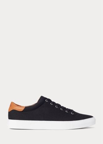 Zapatillas Ralph Lauren Jermain Pique para hombre, color negro y marrón Zapatillas Ralph Lauren Jermain Pique para hombre, color negro y marrón