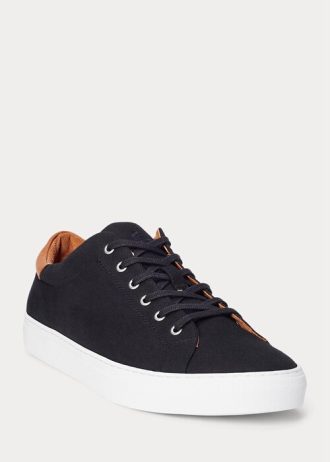 Zapatillas Ralph Lauren Jermain Pique para hombre, color negro y marrón Zapatillas Ralph Lauren Jermain Pique para hombre, color negro y marrón