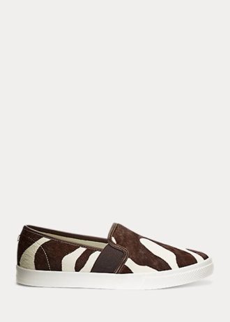 Zapatillas Ralph Lauren Jinny Haircalf sin cordones para mujer, color marrón Zapatillas Ralph Lauren Jinny Haircalf sin cordones para mujer, color marrón