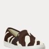 Zapatillas Ralph Lauren Jinny Haircalf sin cordones para mujer, color marrón Zapatillas Ralph Lauren Jinny Haircalf sin cordones para mujer, color marrón