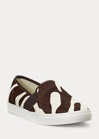 Zapatillas Ralph Lauren Jinny Haircalf sin cordones para mujer, color marrón Zapatillas Ralph Lauren Jinny Haircalf sin cordones para mujer, color marrón