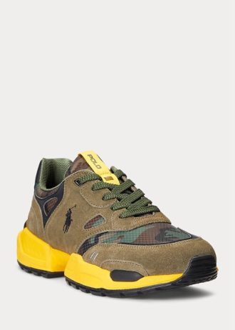 Zapatillas Ralph Lauren Jogger de ante y camuflaje antidesgarro para hombre, color verde/camuflaje Zapatillas Ralph Lauren Jogger de ante y camuflaje antidesgarro para hombre, color verde/camuflaje